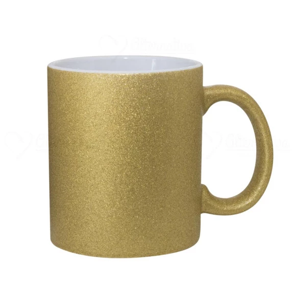 Caneca cerâmica glitter dourada