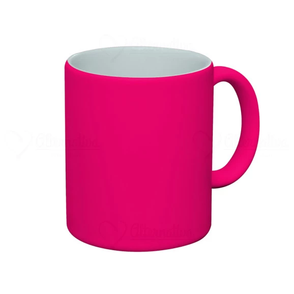 Caneca cerâmica rosa neon
