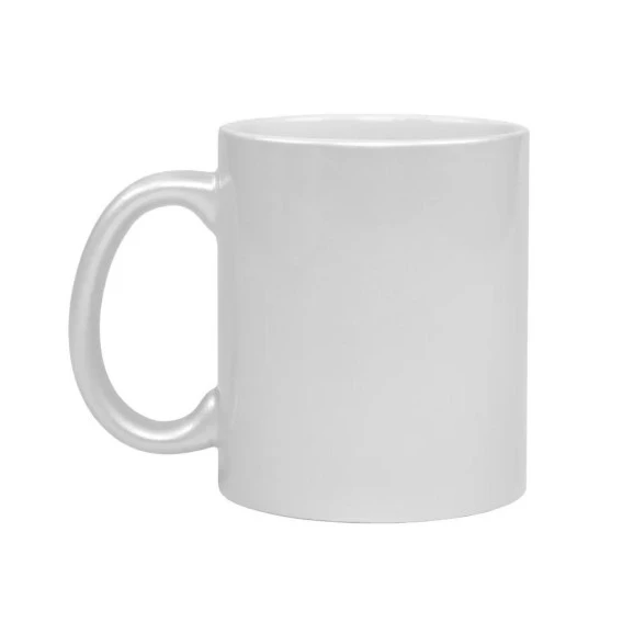 Caneca cerâmica branca perolizada
