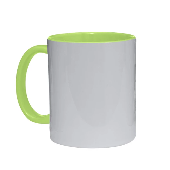 Caneca com interior e alça verde claro